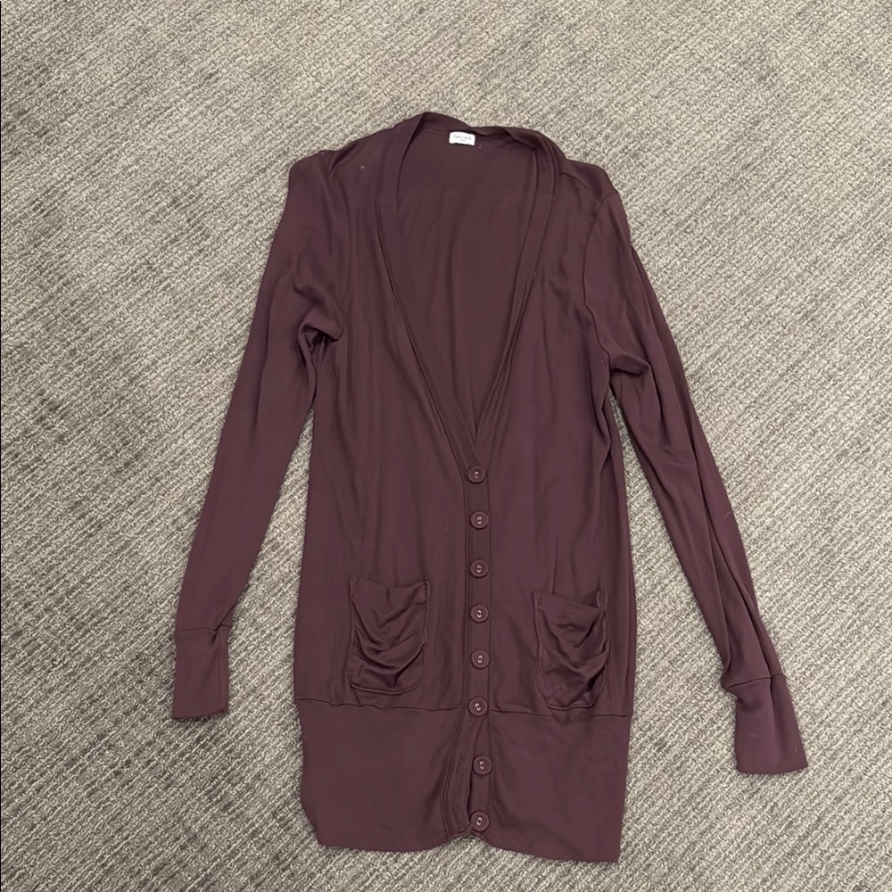 Splendid Purple Button-Up Cardigan